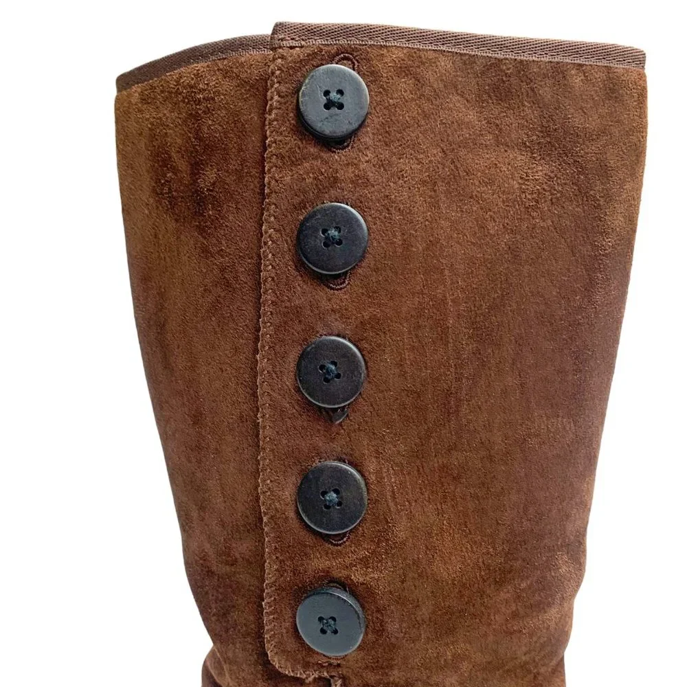 UGG Australia 3387 Lo Pro Fold‎ Over Brown Suede Mid Calf Boots
